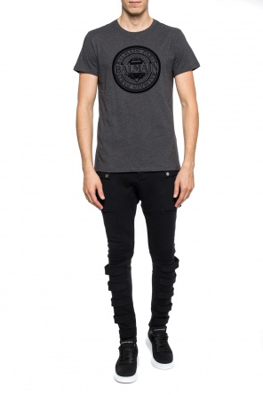 T-shirt with a velvet logo, zdjęcie 2 T-shirt with a velvet logo od Balmain